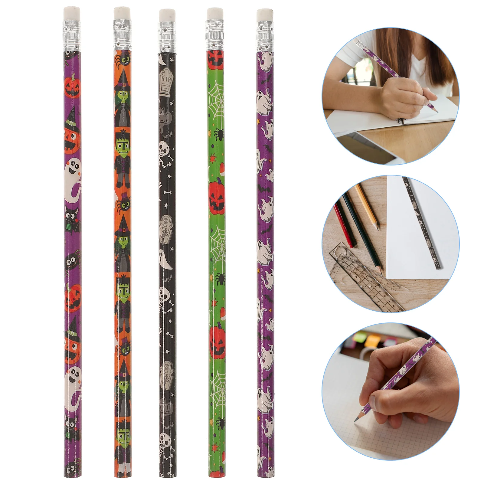 Halloween Pencil Student Stationery HB Pencils Drawing Wooden Kids Graffiti Practice Painting Bulk Color