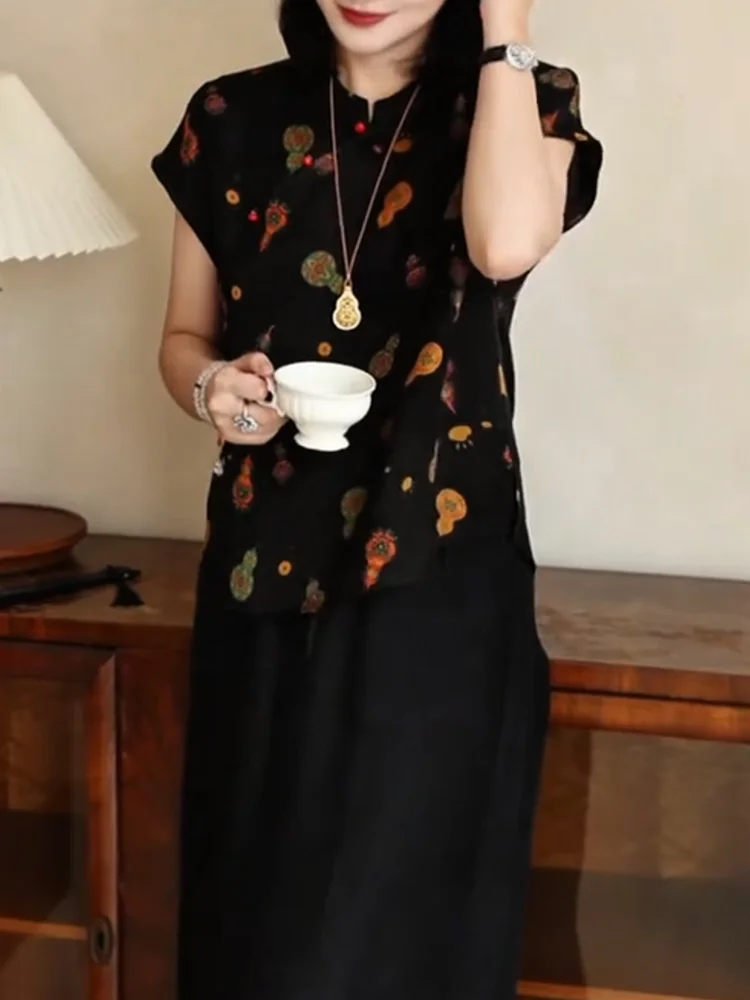 Ele Top adelgazante con estampado Floral nuevo chino Sle verano Faionable de talla grande para mujer irt Casual cómodo ajuste suelto