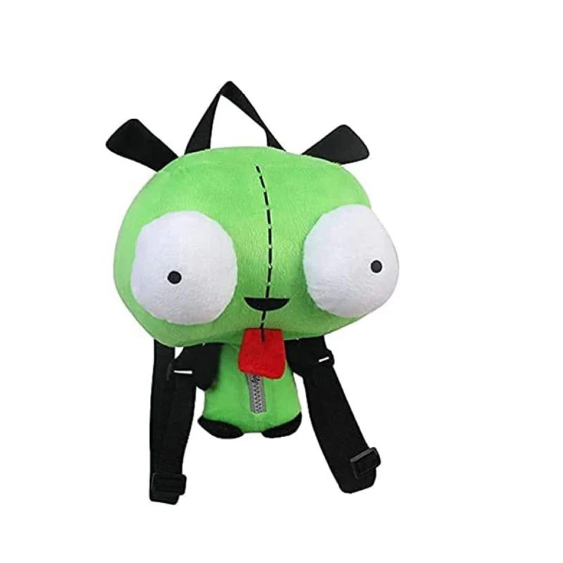 New Alien Invader Zim 3D Eyes Robot Gir Knapsack Plush Backpack Soft Cartoon Green Bag Cosplay Costume Fans Birthday Presents