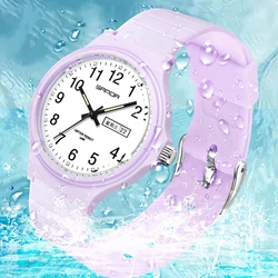 UTHAI L02 Women's Watch Fashion Simple Men's Electronic Quartz Clock Double Calendar 30M Waterproof Student Sports Wristwatches