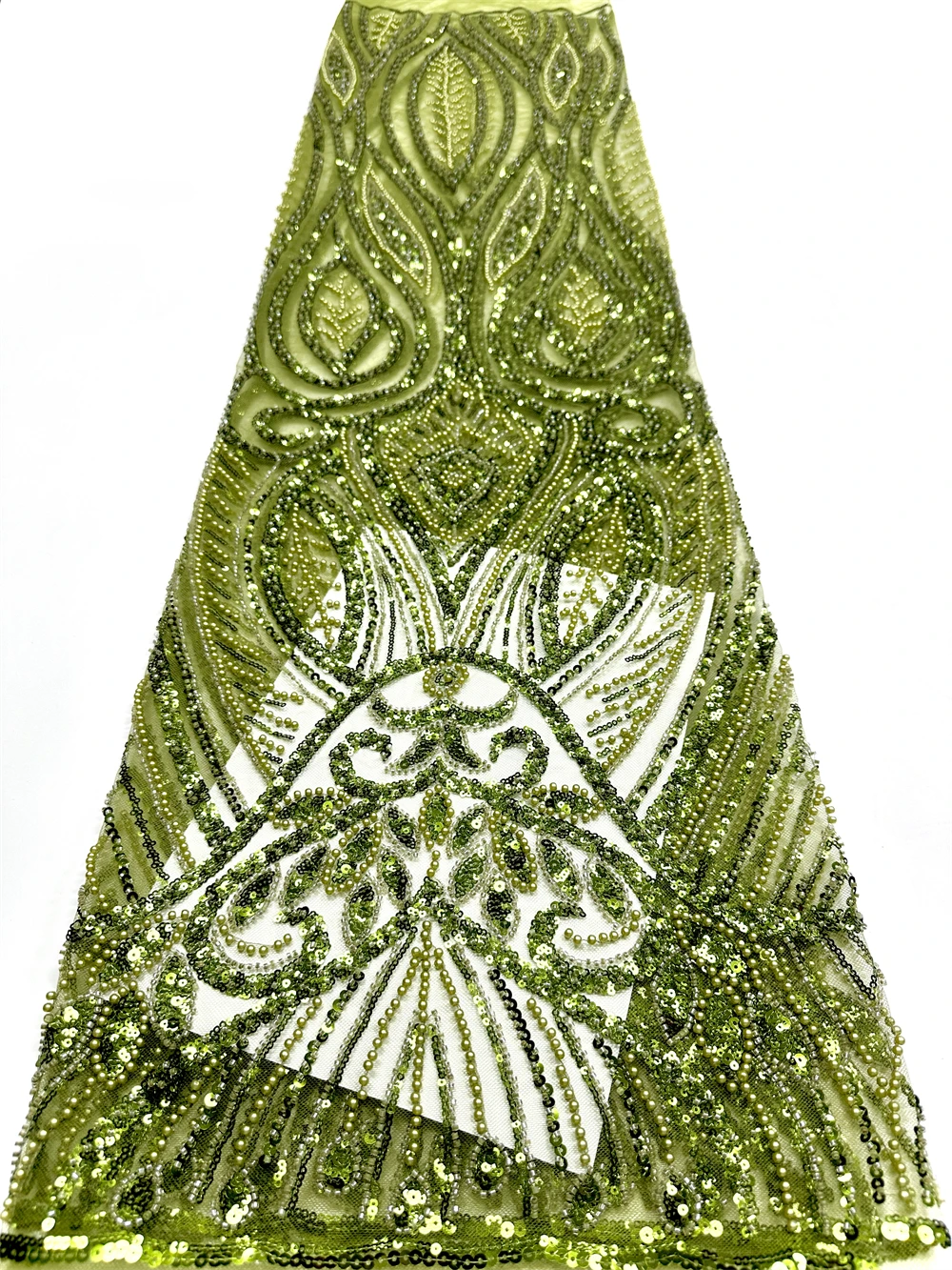 

African Groom Lace Fabric French Nigerian Sequins Lace Bridal High Quality Beads Tulle Lace Fabric For Party Dress Sewing Women