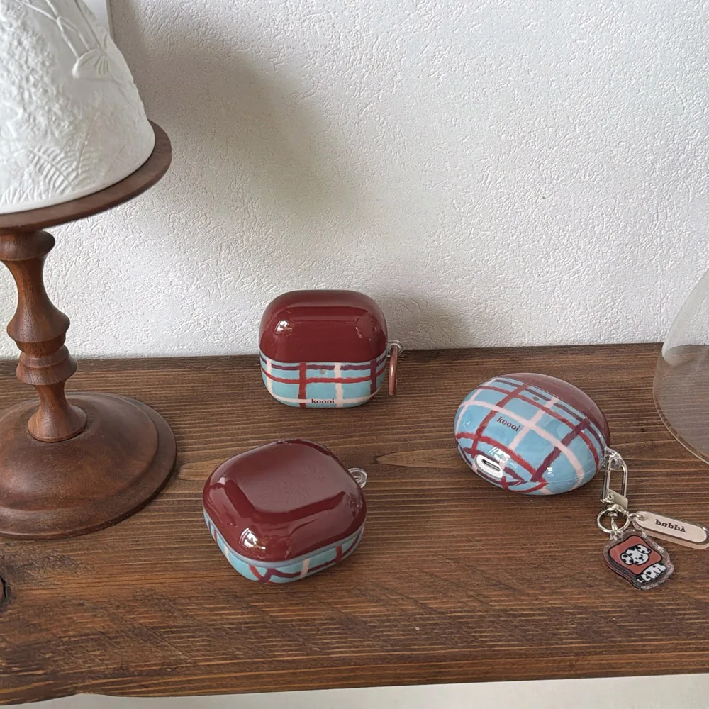 Blue Grid Wine Red …