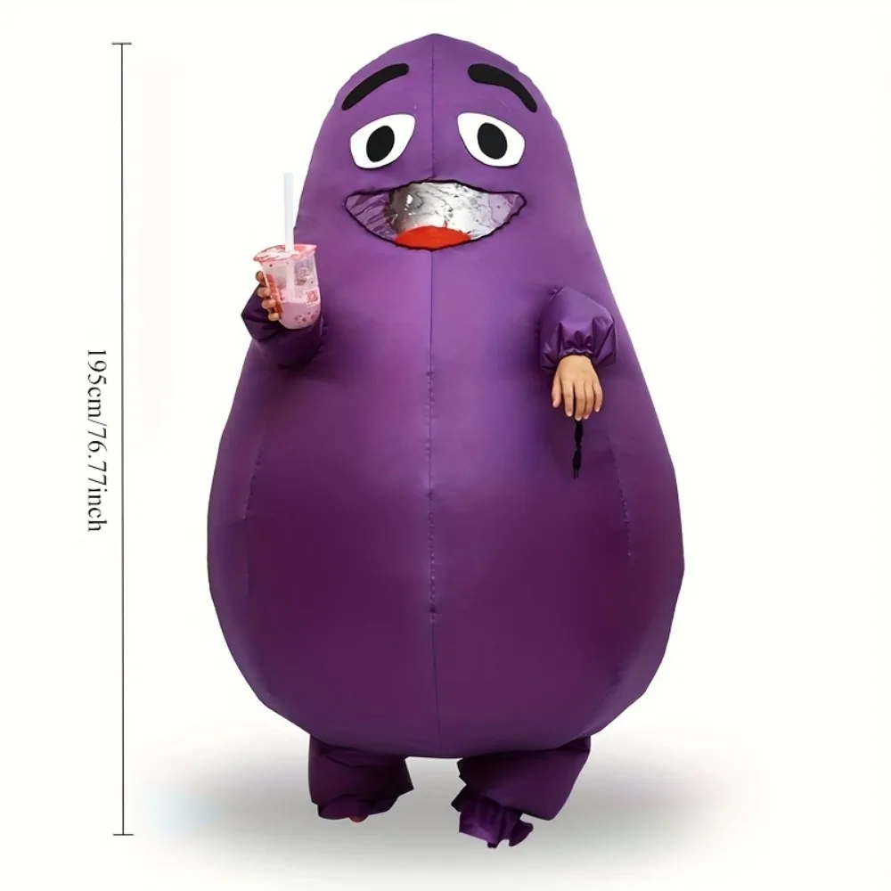 Inflatable Halloween Party Eggplant Cartoon Mascot Costume Prop Funny Suit for Parties And Events  For Adults(4'11"-6'3")