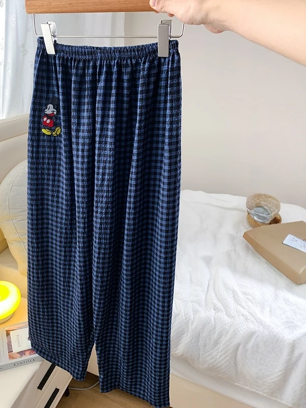 Pantalones largos a cuadros versátiles, informales, holgados, bordados nuevos, talla grande, 300 Pou Fat MM, coreanos, primavera y otoño