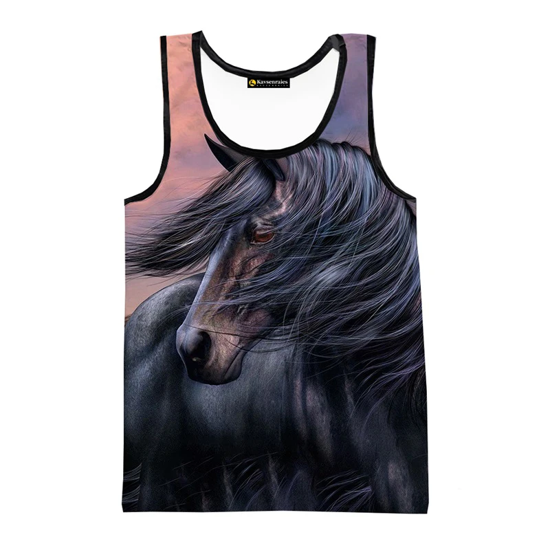 Men's Horse Graphic Tank Tops 3d Printing Animal Pattern Sleeveless Shirts Tops Fashion Casual Oversized Men's Gym Clothing