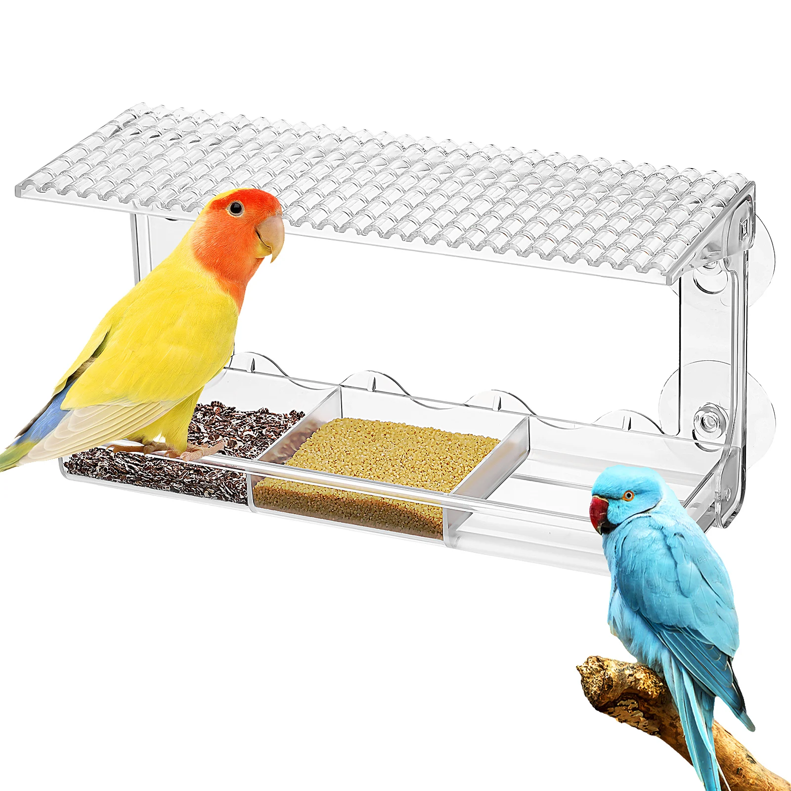 

Clear Window Outdoor Rainproof Feeding Platform Sturdy Plastic Wild With Suction Cups Large Bird Feeder For Outside Easy To