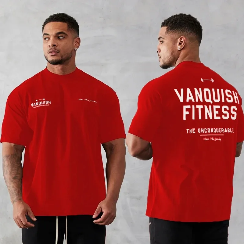 Men\'s Gym T-Shirt Summer 2023 Sports Fitness Cotton Crew Neck Short Sleeve Joggers Running Training T-Shirts Vintage Oversized