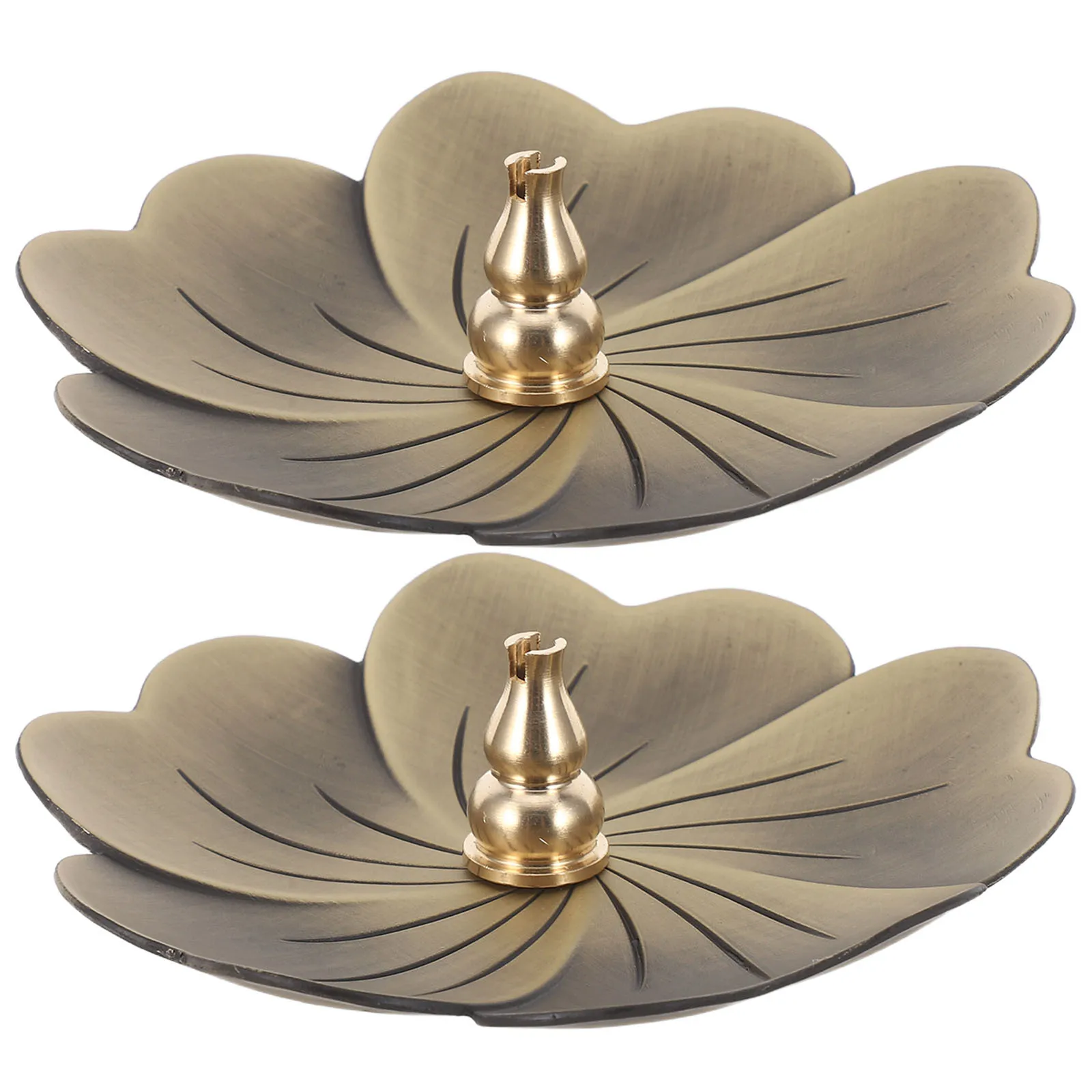 

2Pcs Metal Incense Holder Gourd Shape Chinese Ash Tray for Meditation Smudging Yoga Office Decorative Ash Plate