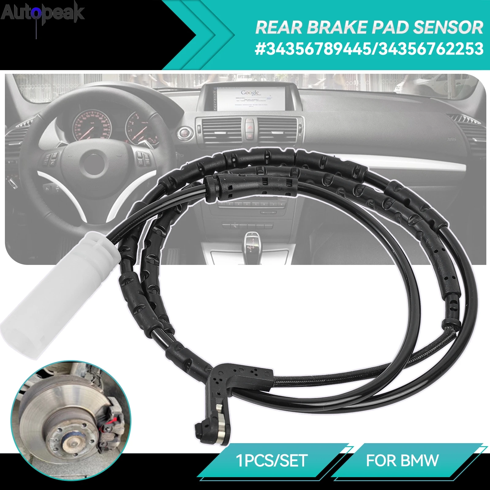 

OEM #34356789445 34356762253 Rear Brake Pad Wear Indicator Sensor FOR BMW 1 & 3 SERIES E81 E87 E90 E91 E92 E93 Car Accessories