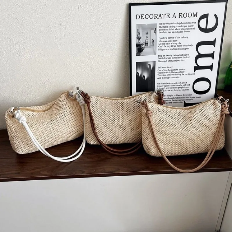 1pcs Shoulder Crossbody Bag Acrylic Fine Woven Baguette Bag Casual Daily Shopping Cosmetic Storage Shoulder Purse