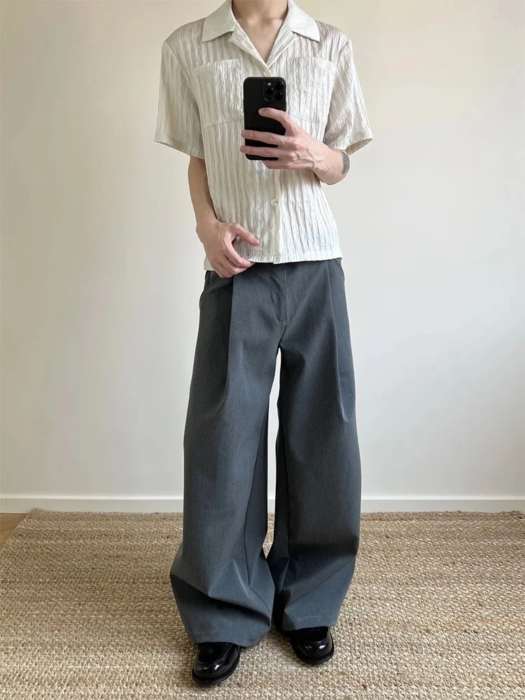 

Loose Men's Cargo Pants Autumn Faion Straight Leg Long Trousers for Commuting Comfortable Drapey Double A-Line Design