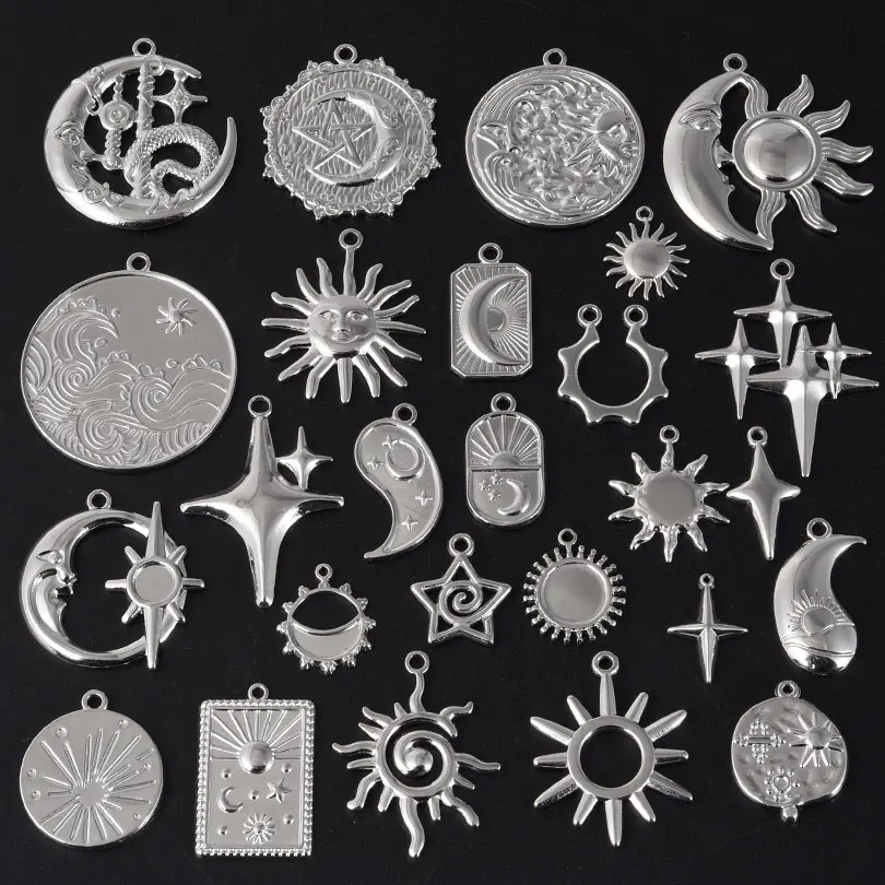 5 teile/los Hohe Qualität Stahl Farbe Pentagramm Stern Sonne Edelstahl Anhänger Für Schmuck Machen Liefert Handgemachte Armband Charme