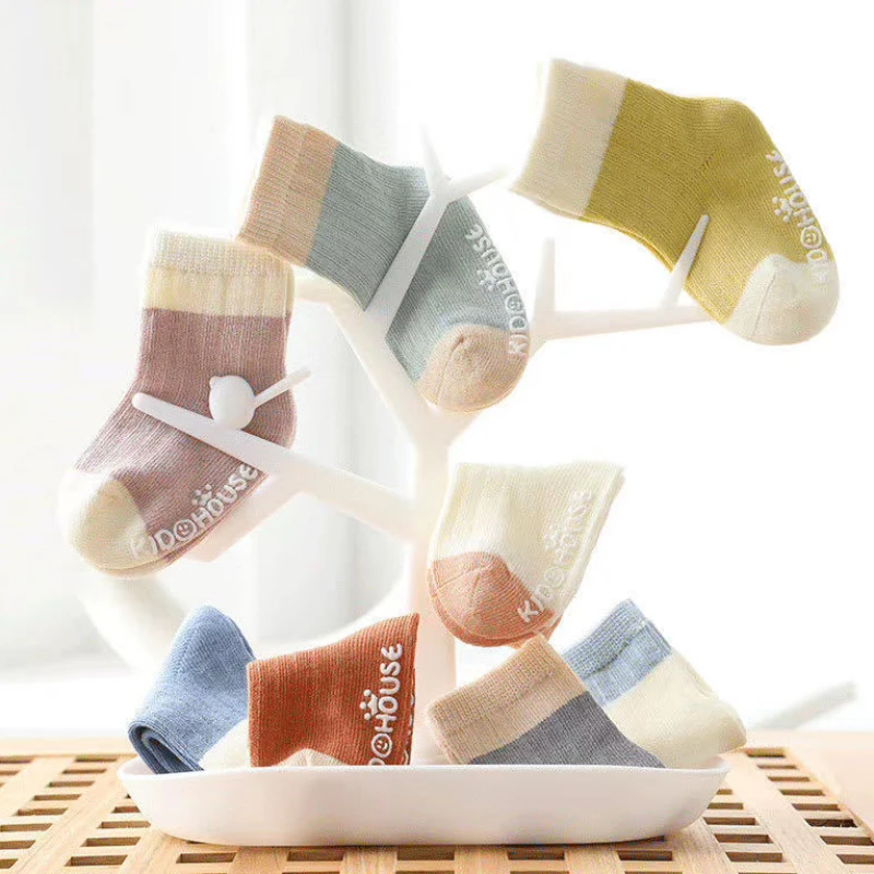 4Pairs Baby Socks Cotton Four Seasons Anti-Slip for Newborn Baby Children\'s Socks Baby Boy Infant Socks for Girls 0-36 Months