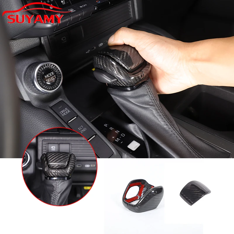 

For Toyota Land Cruiser 250 Prado J250 LC250 2024 2025 Real Carbon Fiber Car Gear Shift Knob Cover Trim Sticker Auto Accessories