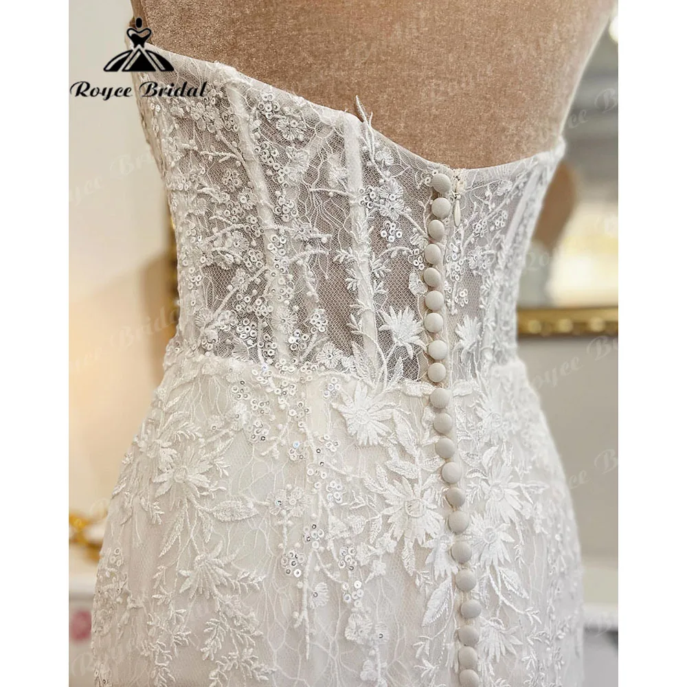 Luksusowe koronki Sweetheart syrenka/trąbka Boho weselny sukienka 2023 kobiety suknie ślubne dla panny młodej vestido de noiva sereia Roycebridal