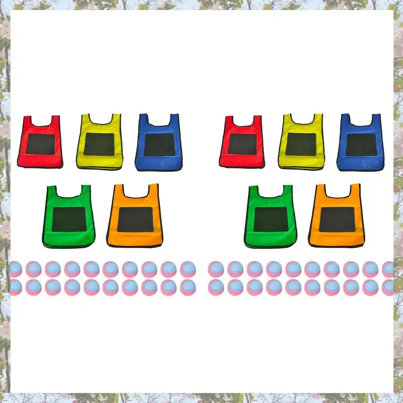Zestaw do gry Eludeball T84C - 10 sztuk, naklejane kamizelki dla dzieci do gry w Eludeball Tag z 40 piłkami sportowymi do gier na plac zabaw wewnątrz i na zewnątrz S