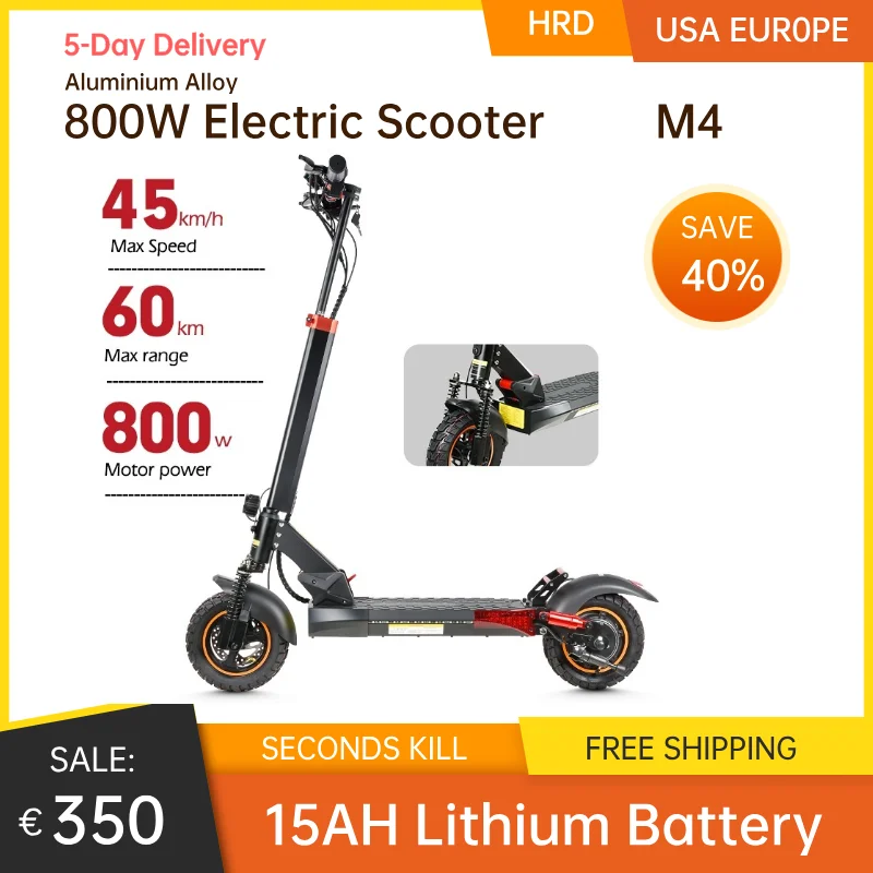 800W M4 E-Scooter High Horsepower 15ah Liion Battery Foldable Mini City Road Electric Mobility Scooter for Adult