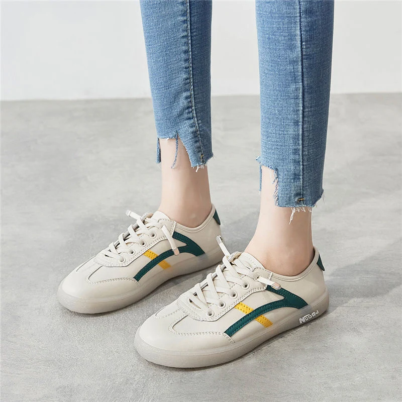 New Women Breathable Casual Lightweight Sneakers Lace-up Vulcanized Shoes Ladies Soft Sole Wear-Resistant Sneakers Female Shoes