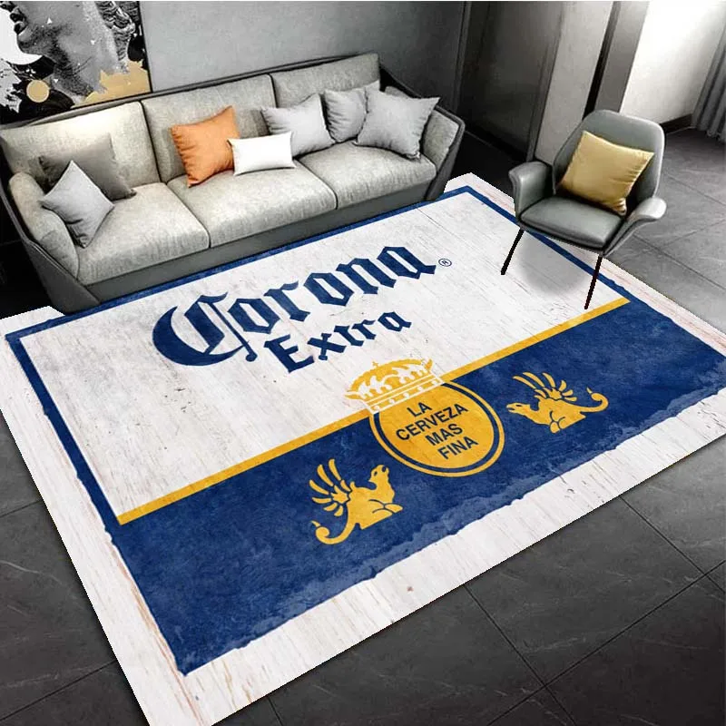 C-Corona Crown Brand Logo Beer Pattern Area Rugs for Living Room Bedroom Decoration Rug Children Play Room Mat Anti-slip Carpets