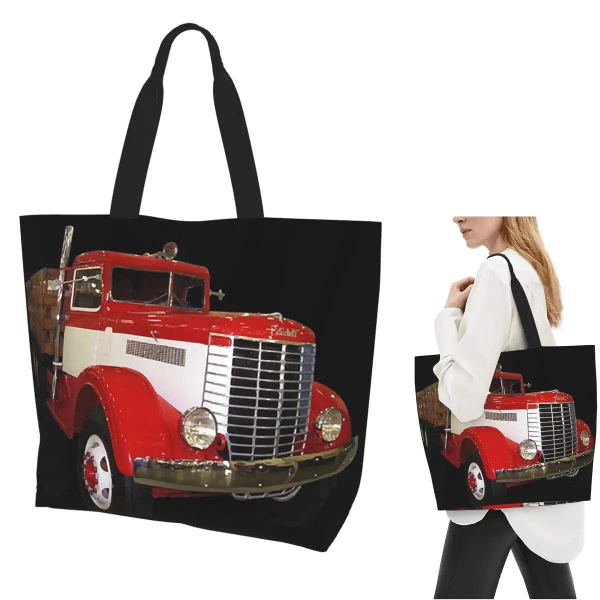 

1939 Peterbilt Model 334 Stake Bed Shopping Tote Bag Canvas Large Capacity Shoulder Bags Shopper Grocery Handbag for Women