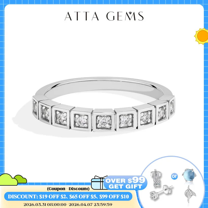 

ATTAGEMS Simple Moissanite Ring D VVS1 S925 Sterling Silver 18K Gold Plated For Women Girls Stackable Rings Party Gifts Jewelry
