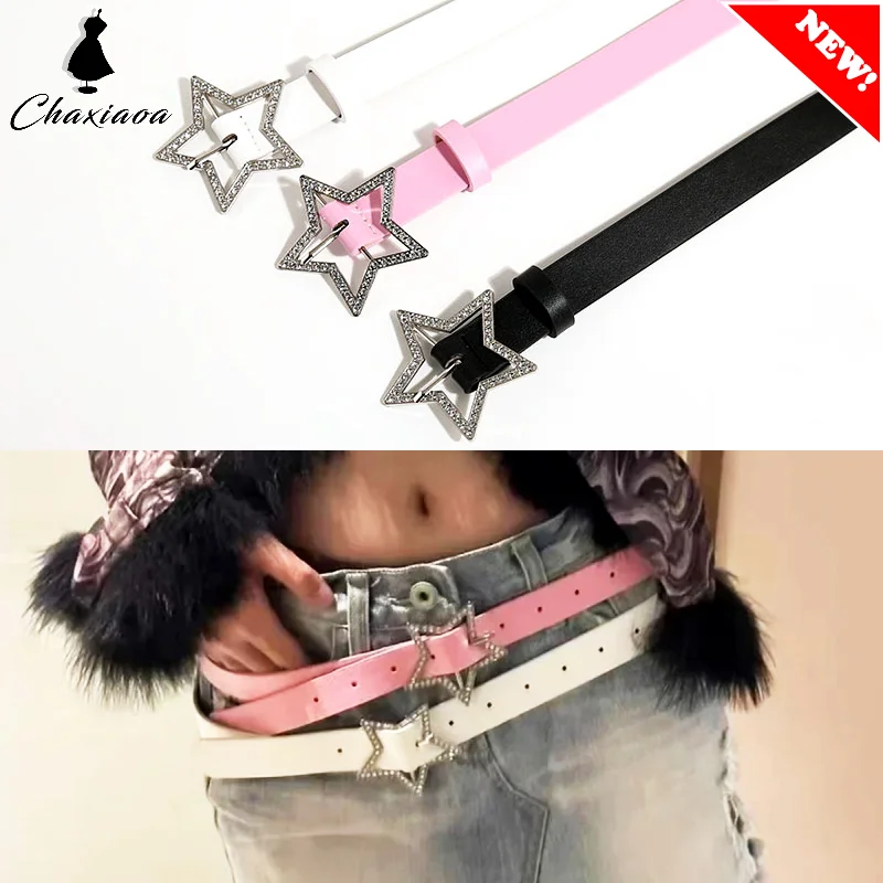 Nouvelle ceinture d'été ChimStar pour jeans, ceinture rose Y2k pour femmes, étoile biscuits à la mode avec structure 2.3cm de large 103cm de long