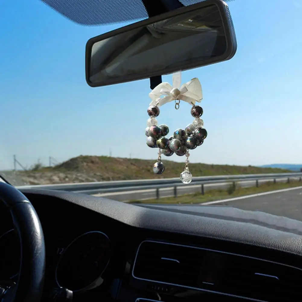 Hanging Ornament  Pretty Beading Eye-catching  Faux Crystal Color Car Charm Pendant Auto Accessories