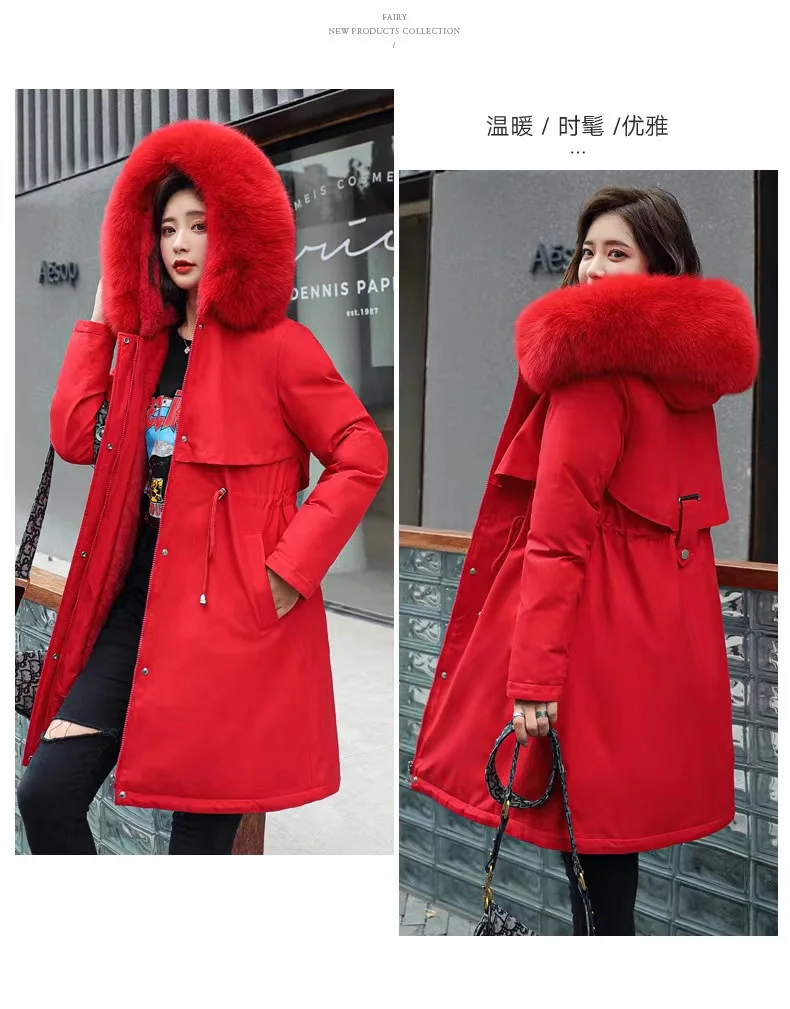 Women\'s dress Winter new down padded jacket women\'s mid-length Korean version waist large size padded jacket coat thick pie to o