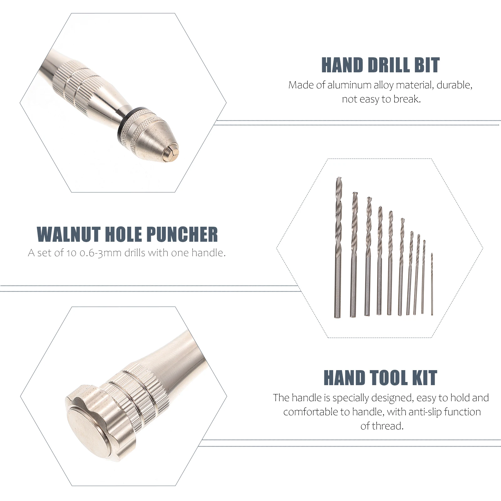 1 Set Bohrer Set Präzision Pin Vise Micro Hand Dreh Werkzeuge Für Manuelle Arbeit Walnuss Loch Puncher Hand Tool Kit Für