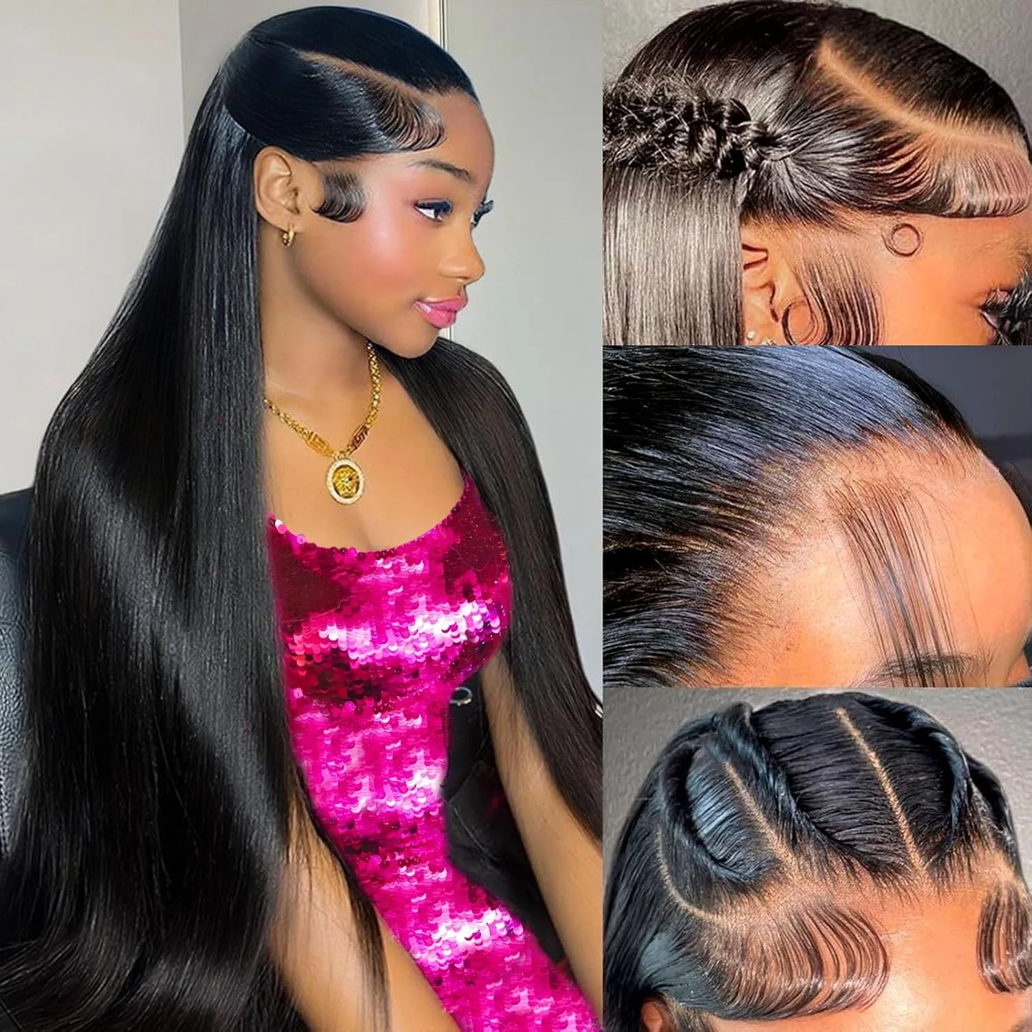 13x4 العظام مستقيم الدانتيل شعر مستعار أمامي 40 46 بوصة الدانتيل الجبهة خصلات الشعر المستعار الإنسان للنساء 13x6 الشعر البرازيلي غلويليس الباروكات شعر الإنسان #1