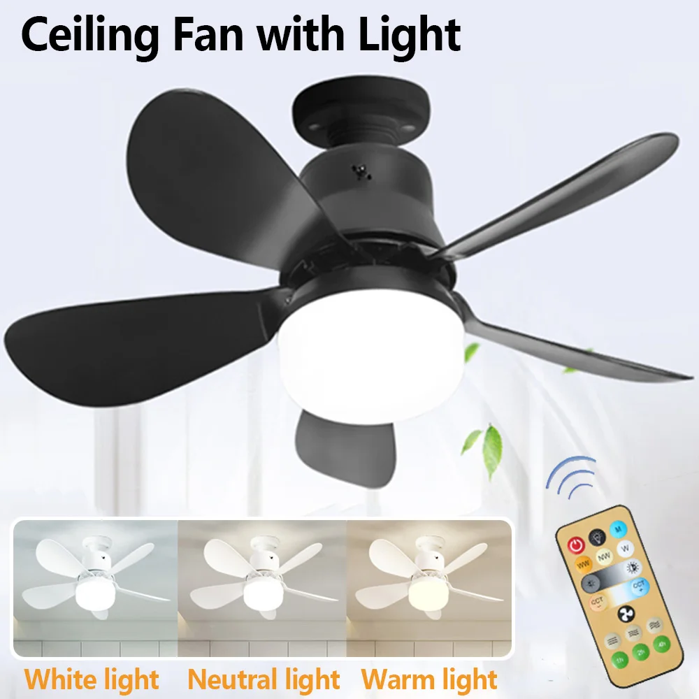 40W Ceiling Fan Light with Remote Control E27 Converter Base LED Lamp Fan 3 Speed Dimmable Silent Fan for Bedroom Living Room