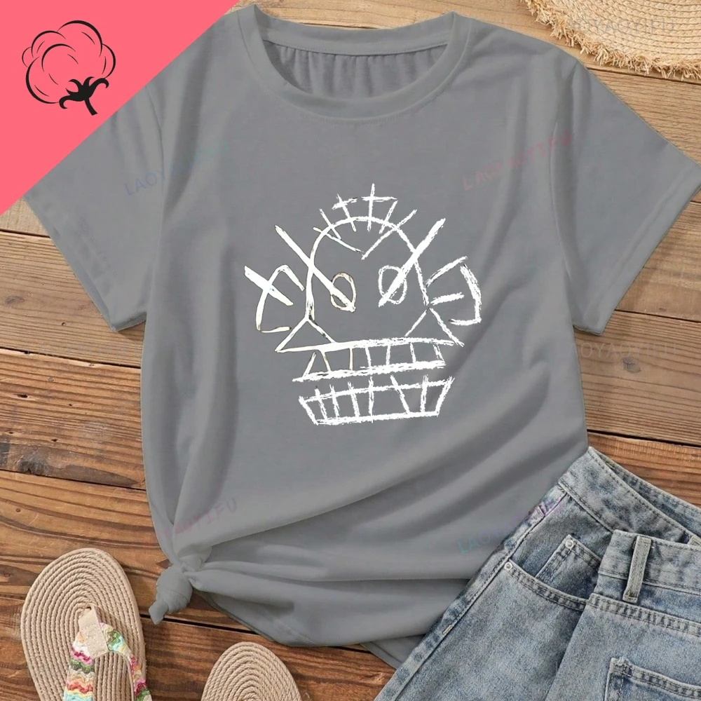 Graffiti Monkey Head - Edgy Street Art - قميص Shibuya Y2K عصري بأكمام قصيرة لكل من الرجال والنساء - تي شيرت من القطن الخالص