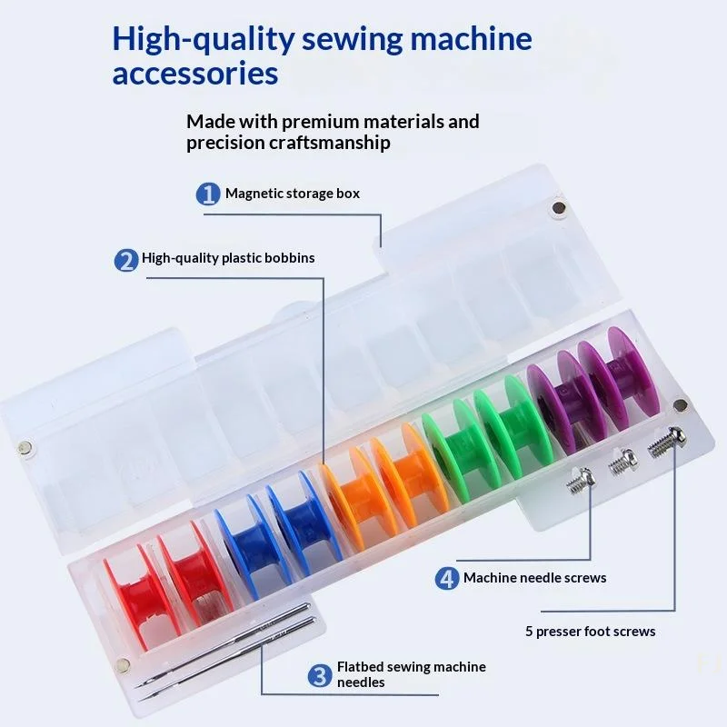 [YU]Bobbin Core Magnet Storage Box Transparent Visible 1 Set for Industrial Lockstitch Sewing Machine Handmade Sewing Tasks