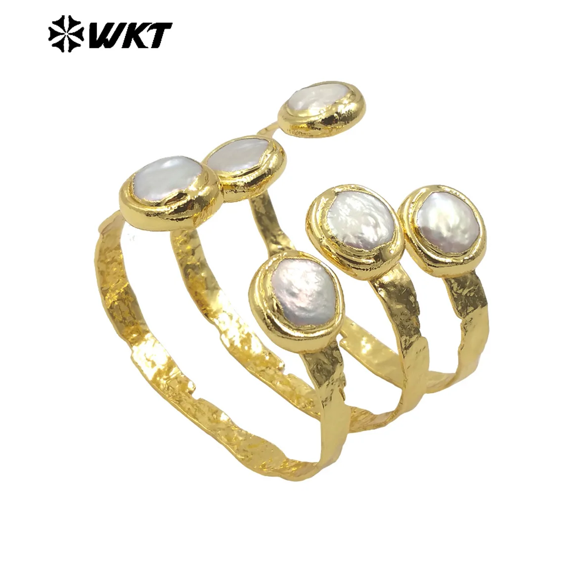 elegante 18k real banhado a ouro perola bangle duplo moeda redonda manche resistente tamanho ajustavel mpb102 wkt 01