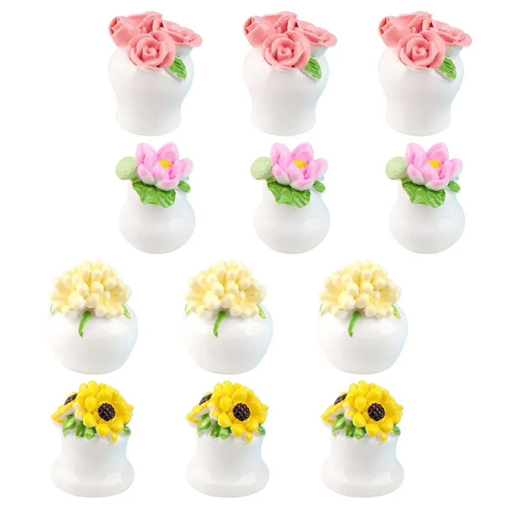 

12Pcs Miniature Bonsai Potted Plant Resin Chic Decoration Compact Size Mini House Garden Landscape Accessory House Supplies