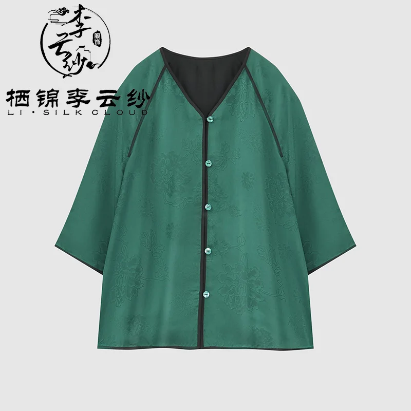 LI SILK CLOUD Xiangyunsha Silk Chinese-Style Jacket - 100% Mulberry Silk, Soft Luxury & Skin-Friendly Comfort