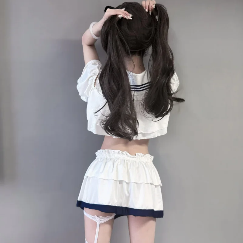 الملابس الداخلية مثير إغراء بحار PurejkUniform انظر من خلال السرير هجوم سريع لينة فتاة موحدة دعوى الإناث