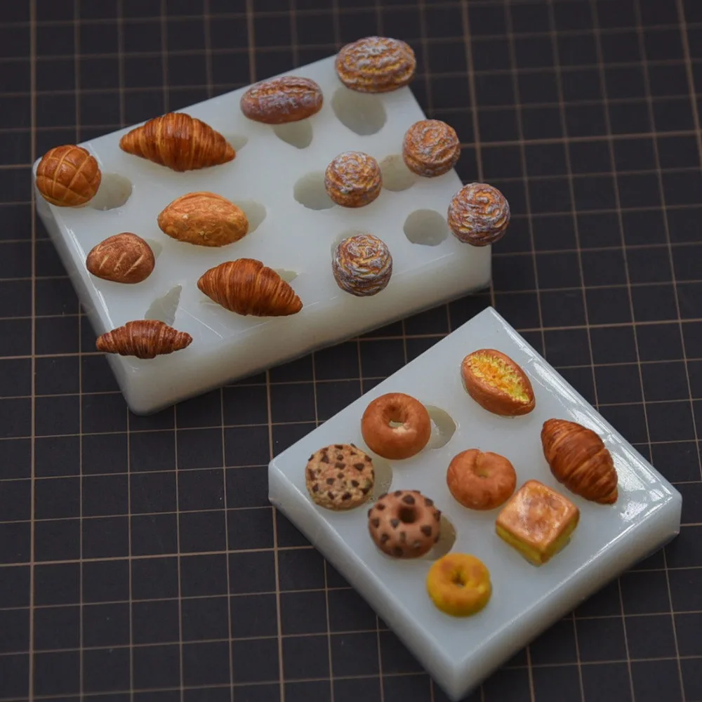 

Mini Bread Silicone Molds, DIY Polymer Clay Tools for Realistic Miniature Food, Dollhouse Bakery Accessories Clay Mold