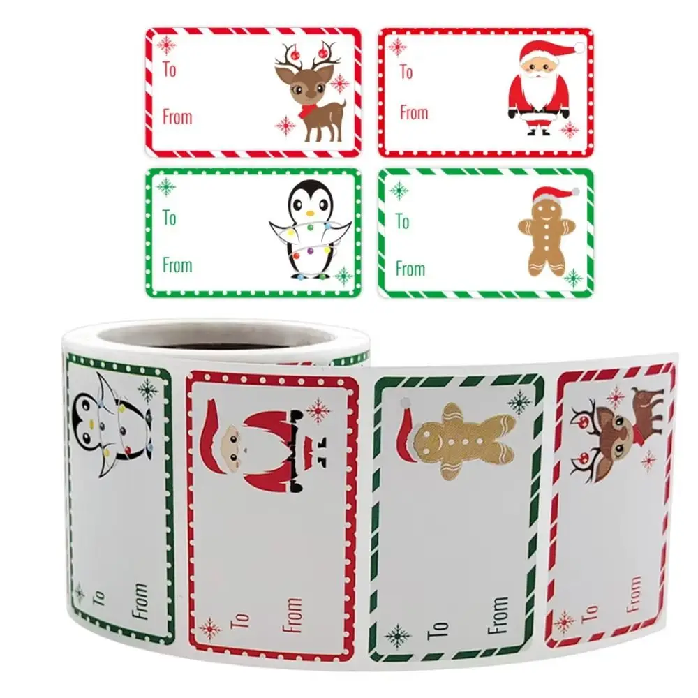 250 Pcs Self Adhesive Christmas Tags Stickers Santa Claus Snowman colorful Christmas Gift Tags Cute Cartoon