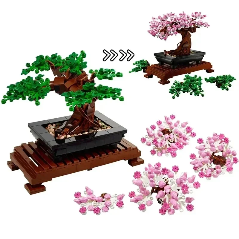 在庫あり-2026-クリエイティブフィット-10281-盆栽の花束-ビルディングブロックモデル-植物鉢植えブリック-おもちゃ-子供向けギフト