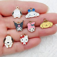 10/14PCS Cartoon Sanrio cute Melody Kurumi DIY handmade jewelry accessories alloy oil drop pendant earrings jewelry