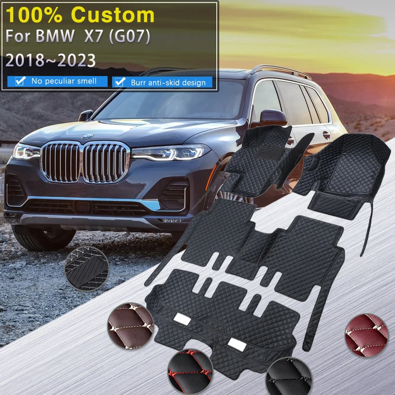 Car Floor Mats For BMW X7 G07 2018~2023 7seat Leather Pad Luxury Leather Mat Anti Dirty Rug Durable Carpets Car Accessories 2019