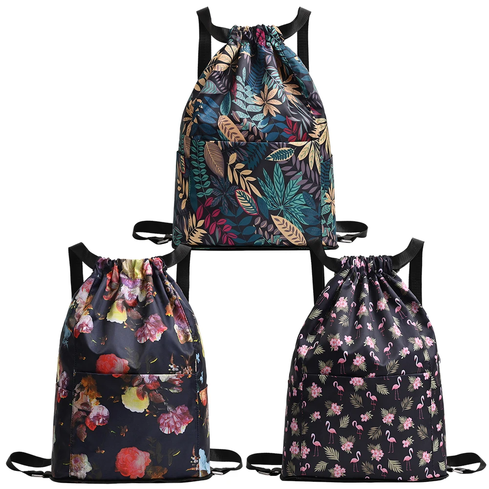 Mochila floral multifunções para mulheres, bolsa de ombro dupla, impermeável, grande capacidade, versátil, caminhadas ao ar livre, esportes