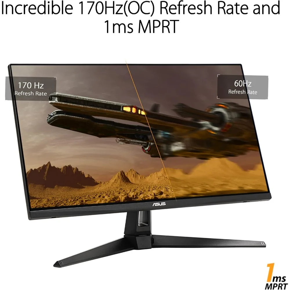 Moniteur de jeu TUF, 27 pouces, 1440P, (VG27AQAl'autorisation)-QHD (2560x1440), 170Hz (prend en charge 144Hz), 1ms, flou à mouvement extrêmement faible