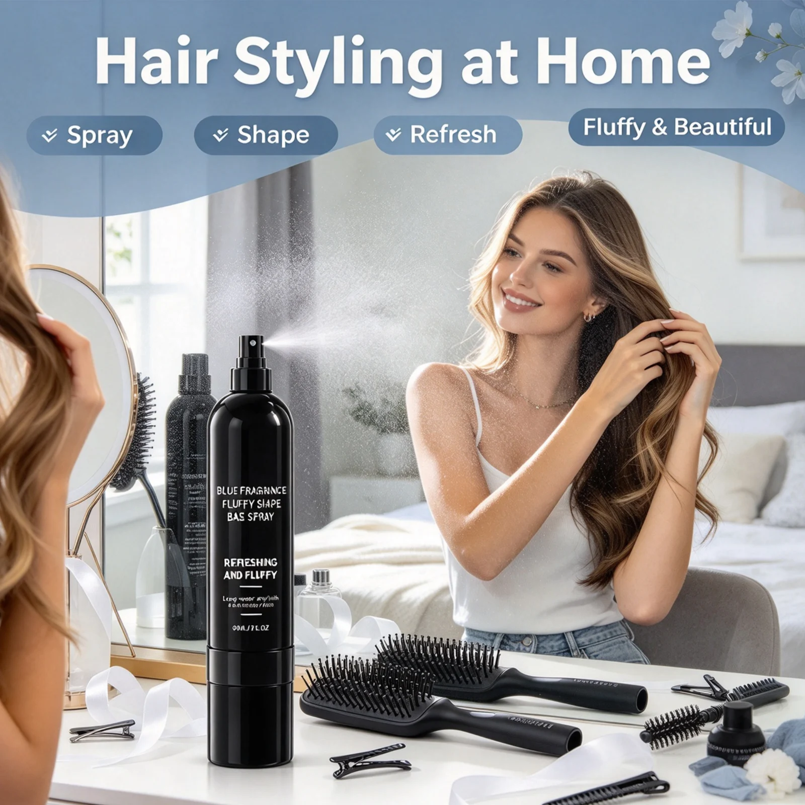 Refreshing Styling Spray Lazy Curl Defining Improve Texture Frizz Control Natural Hold Non Sticky Lightweight Hair Styling Spray