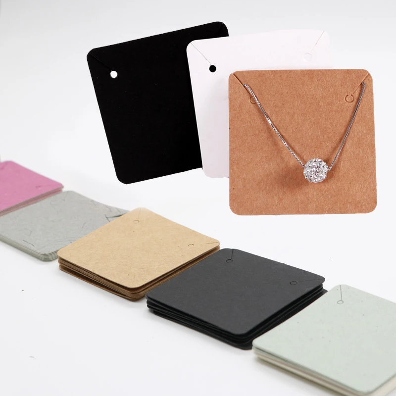 

50pcs/lot 5x5cm Necklace Display Holders Paperboard Necklace Bracelet Cards Organizers Hang Tag For Diy Jewelry Packaging Making