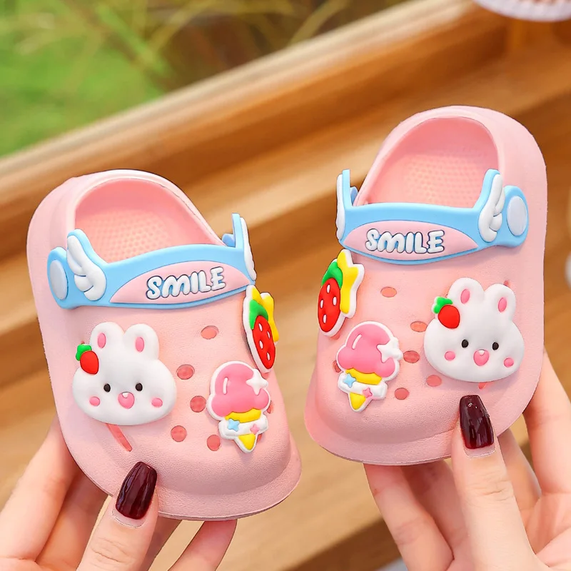 Children\'s Slippers Baby Mules Clogs Kids Summer Cartoon Cute Bunny Garden Beach Slippers Cave Hole Baby Shoes for Girls Boys