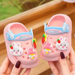 Children's Slippers Baby Mules Clogs Kids Summer Cartoon Cute Bunny Garden Beach Slippers Cave Hole Baby Shoes for Girls Boys