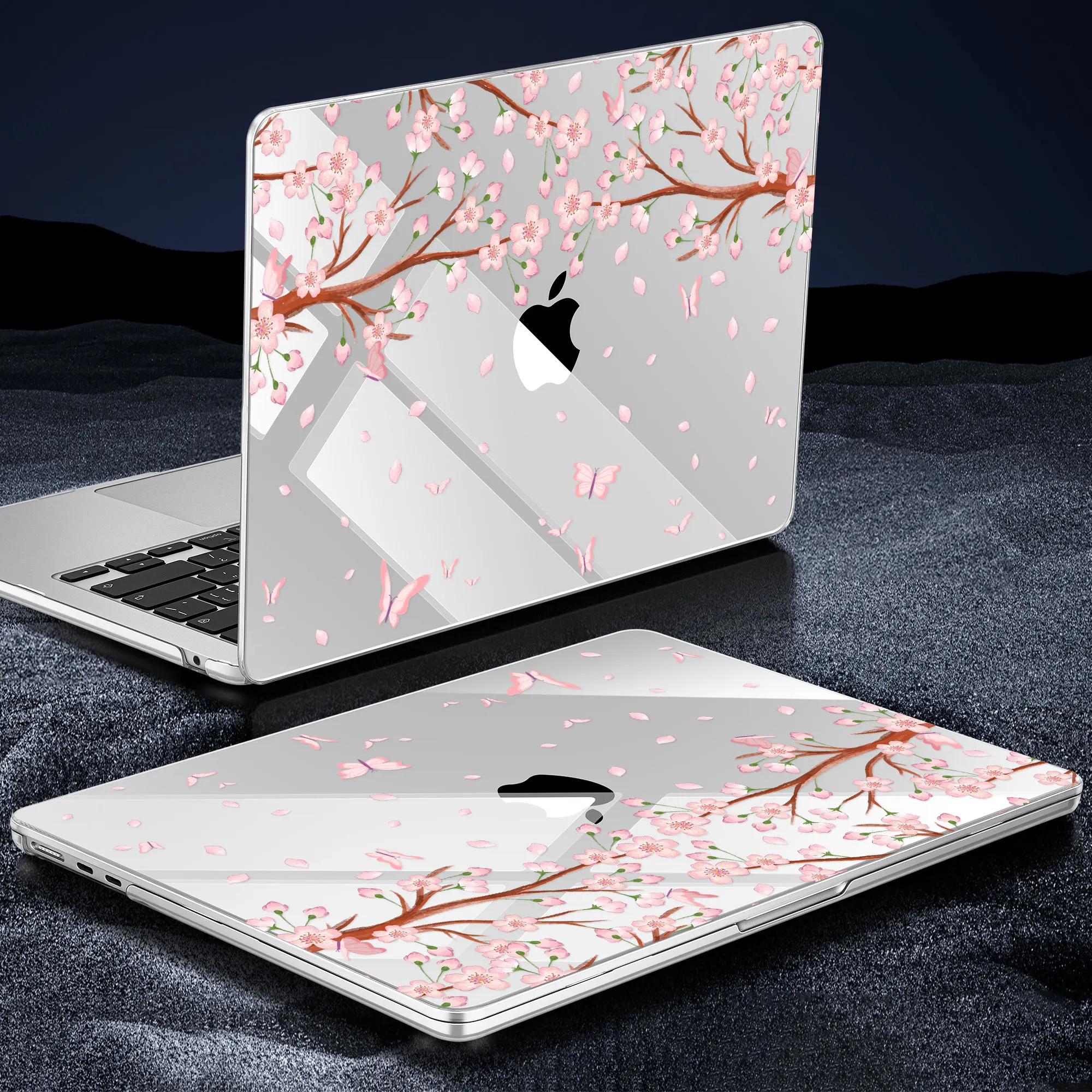 Crystal Flower Print Case For MacBook 2024 Pro 14 16 M4 2023 2022 M2 M3 Air case 13 15 inch A3113 A3114 A2681 A2941 M1 A2337 M1