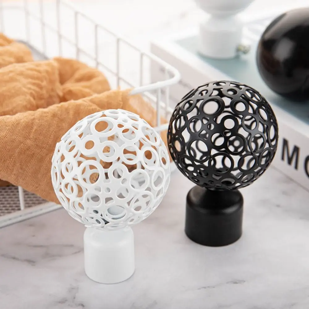2pcs Durable Hollow Out Household Iron Curtain Rods Head Curtain Rods Ends Caps Curtain Accessories Roman Rod Head